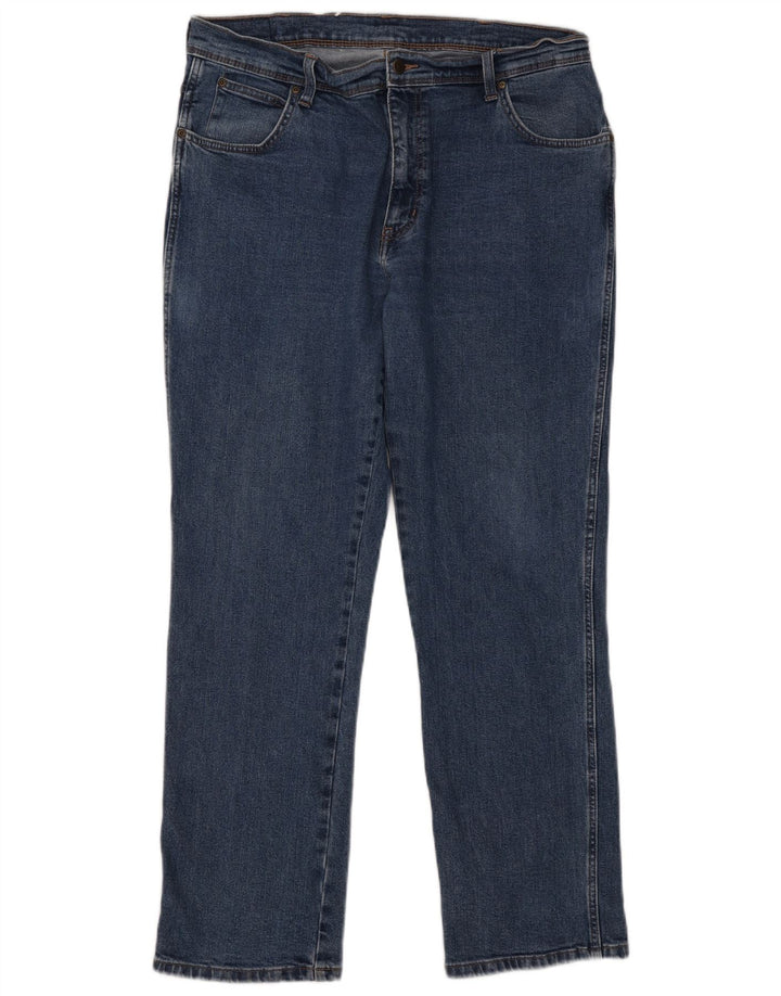 Wrangler Herre Regular Fit Straight Jeans W38 L32 Blå Bomuld
