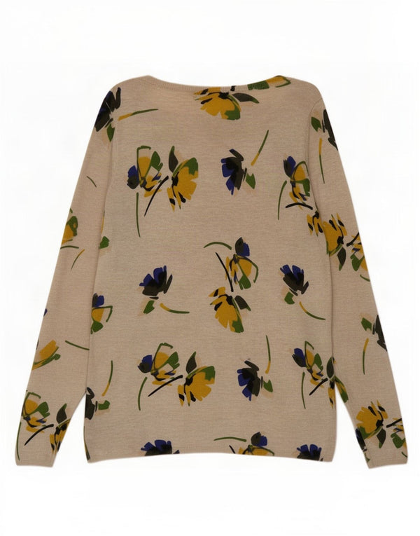 Marks & Spencer Dame Boat Neck Jumper Sweater UK 12 Medium Beige Floral