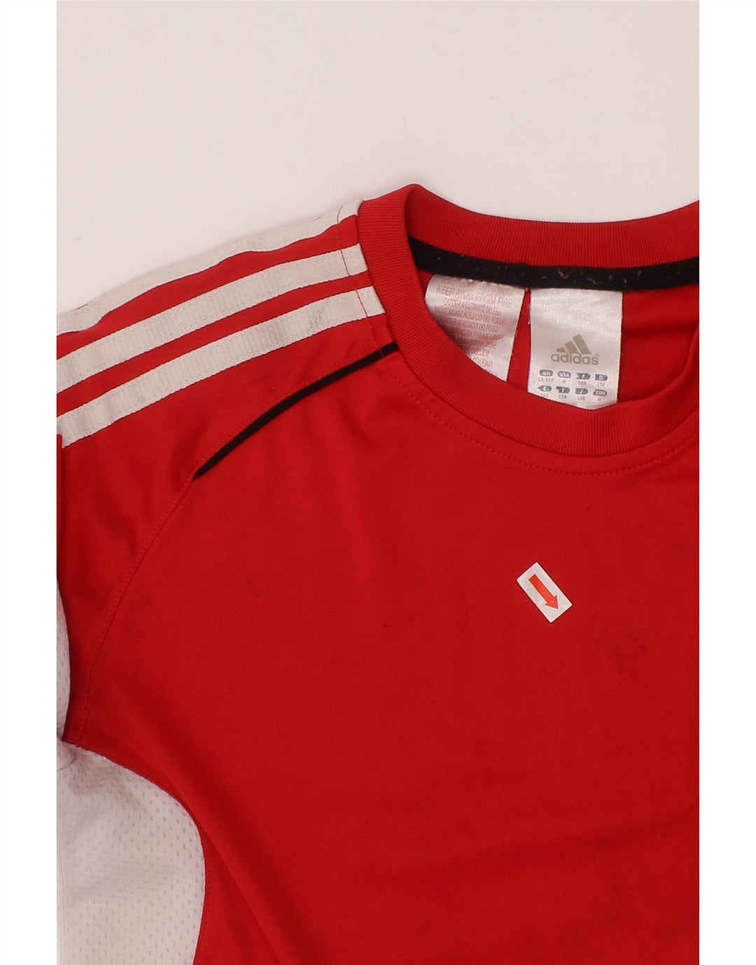 ADIDAS Drenge T-Shirt Top 11-12 År Rød Colourblock Polyester
