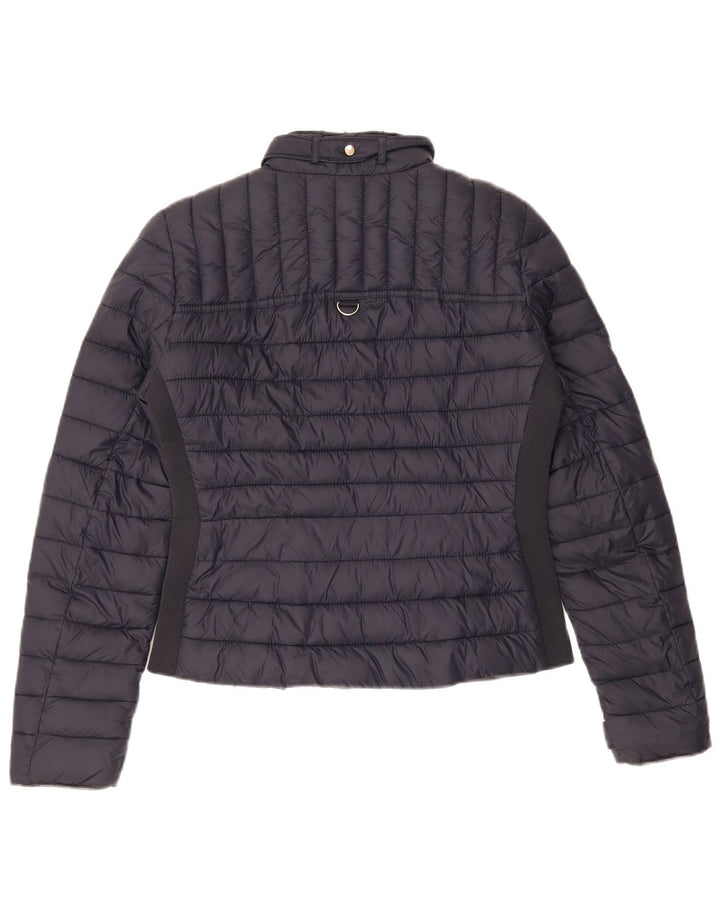 Zara Dame Polstret Jakke UK 10 Small Navy Blue Nylon