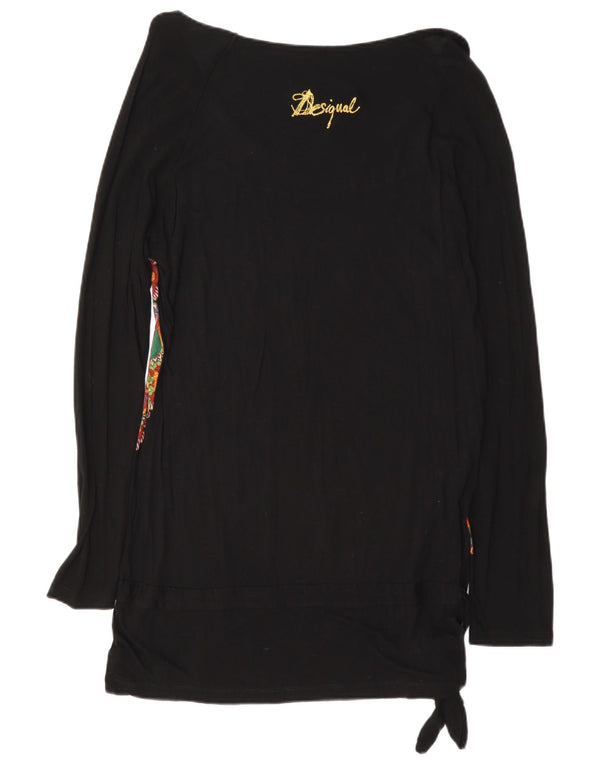 Desigual Dame Grafisk Tunika Top UK 18 XL Sort Blomster