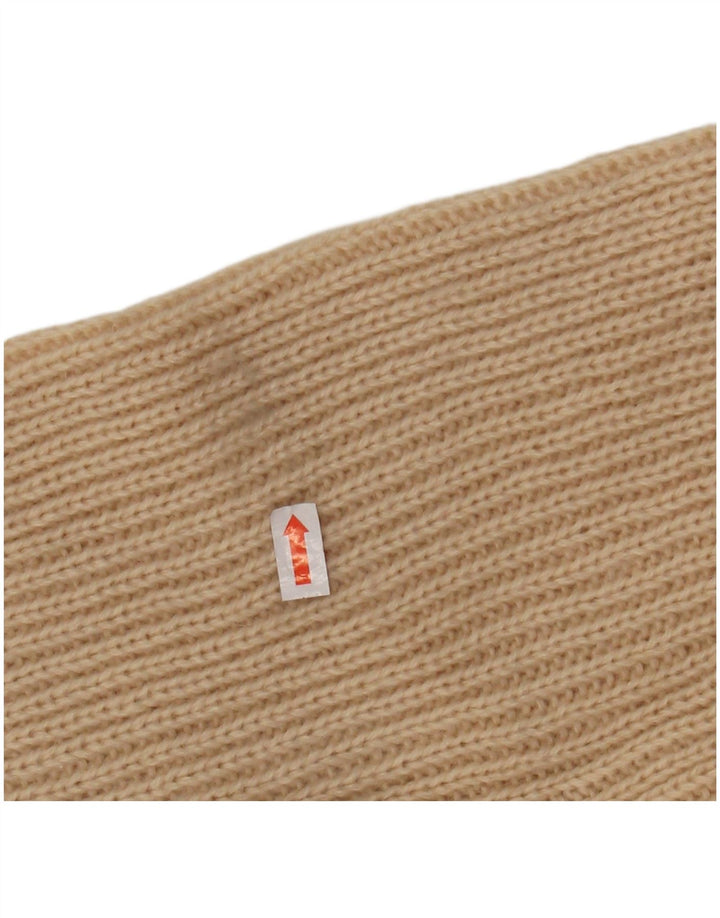 VINTAGE Dame Rullehals Sweater UK 12 Medium Beige Stribet Akryl