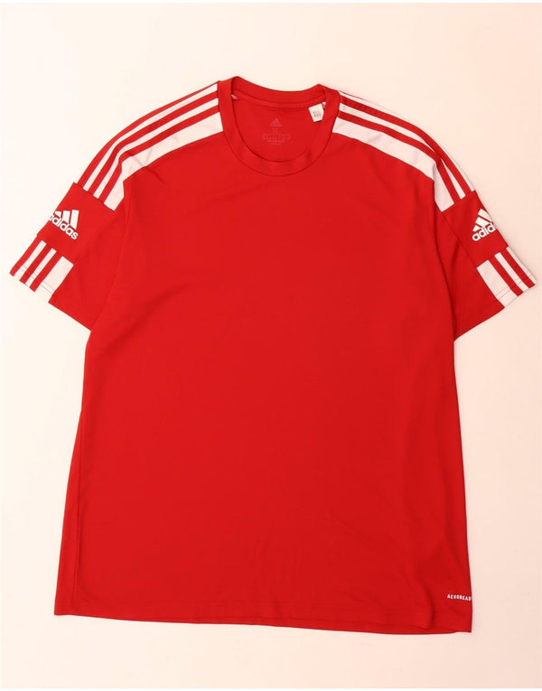 Adidas Herre Aeroready T-Shirt Top XL Rød Colourblock Polyester
