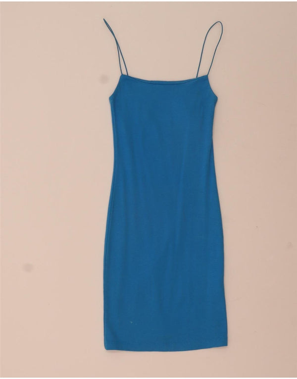 Zara Womens Slip Dress UK 8 Small Blue Cotton