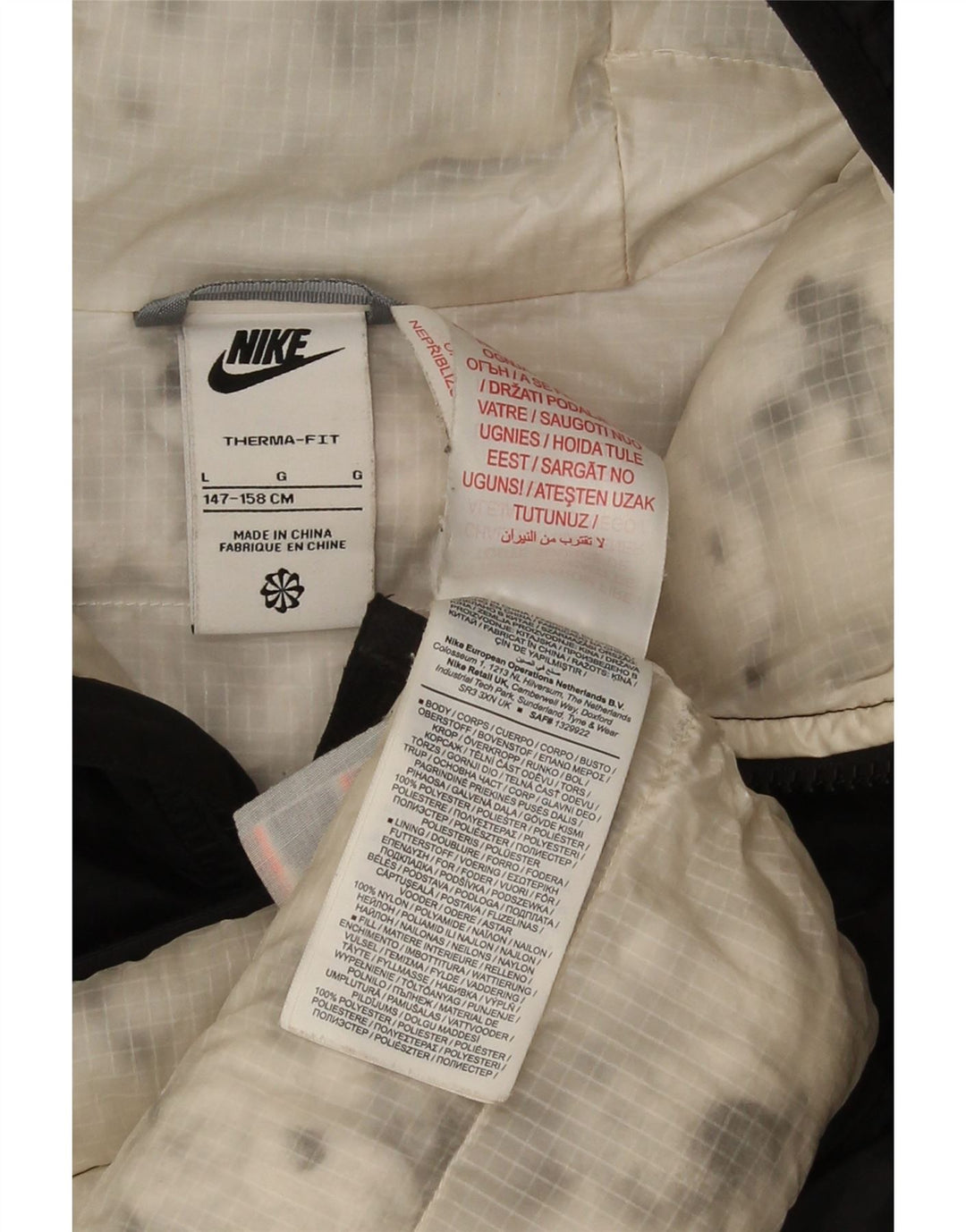 Nike drenge hættepolstret jakke 12-13 år Stor sort nylon