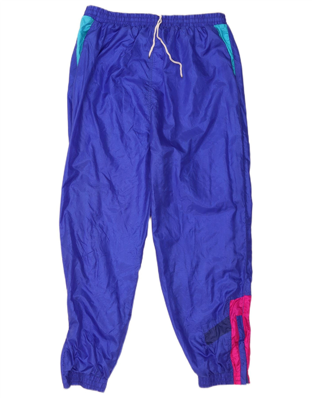 Vintage træningsdragt bukser til mænd Joggers Large Blue Colourblock Polyamid
