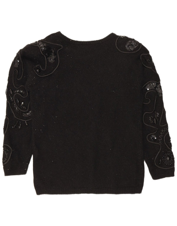 I.B Diffusion Dame Boat Neck Jumper Sweater UK 14 Medium Sort Silke