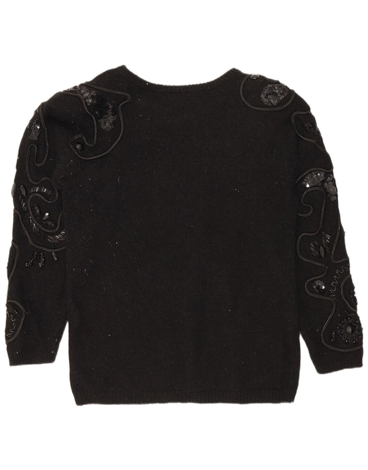 I.B Diffusion Dame Boat Neck Jumper Sweater UK 14 Medium Sort Silke