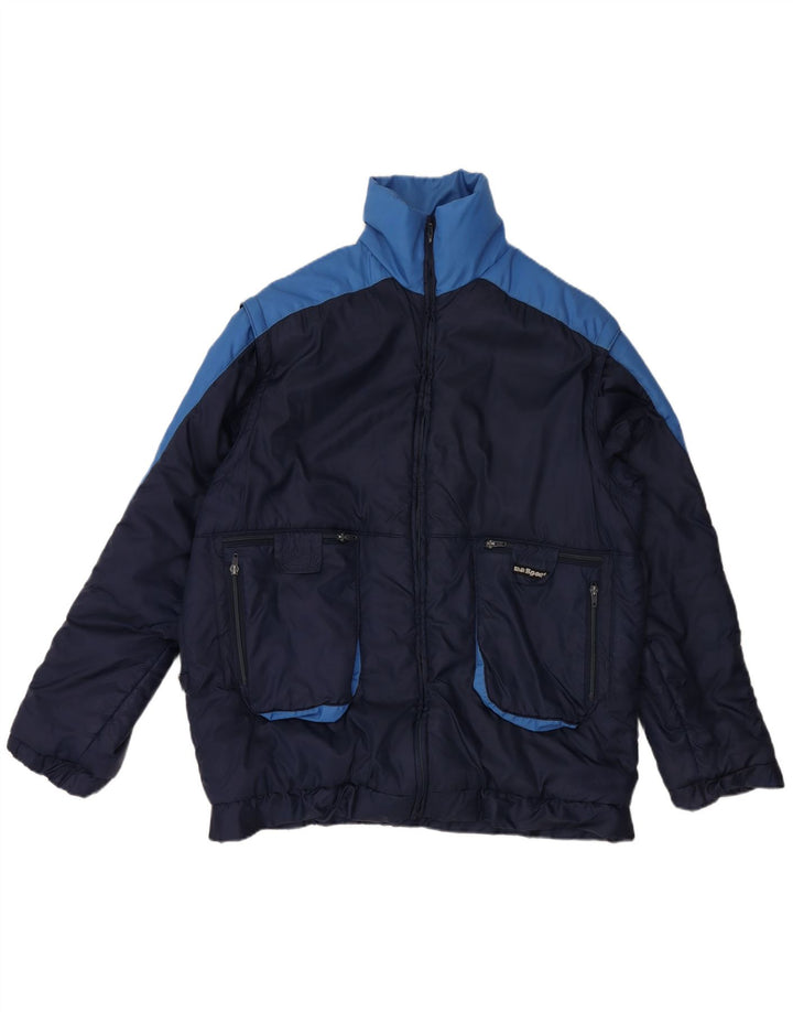 VINTAGE polstret herrejakke UK 42 XL Navy Blue Colourblock