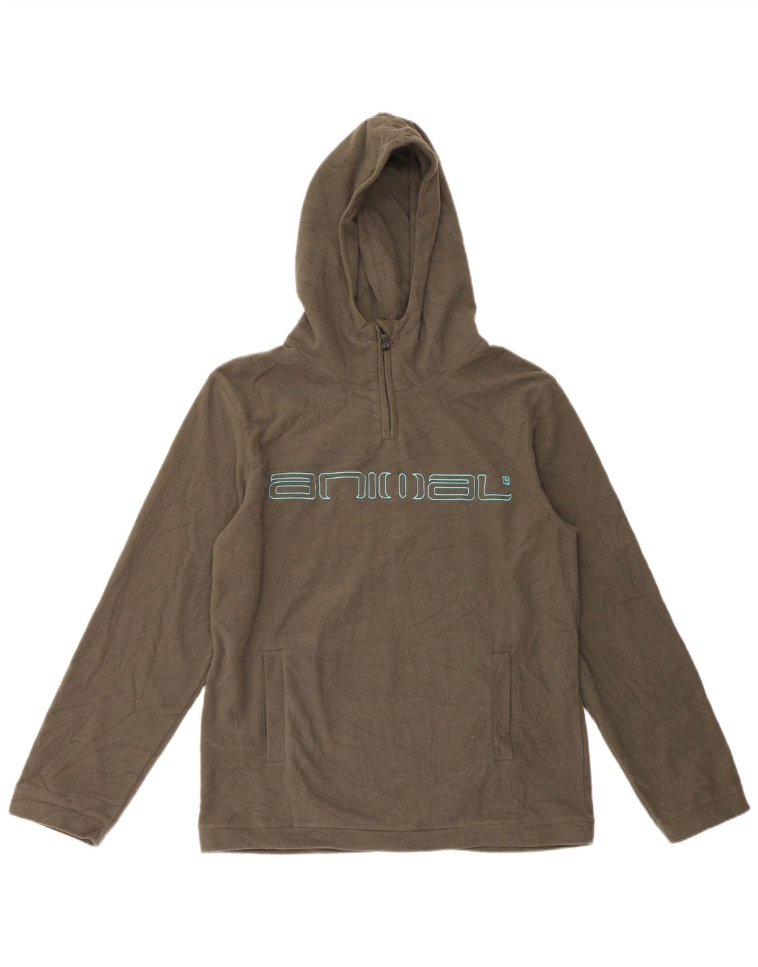 Animal Herre Fleece hættetrøje med lynlås-hals Medium Khaki Polyester