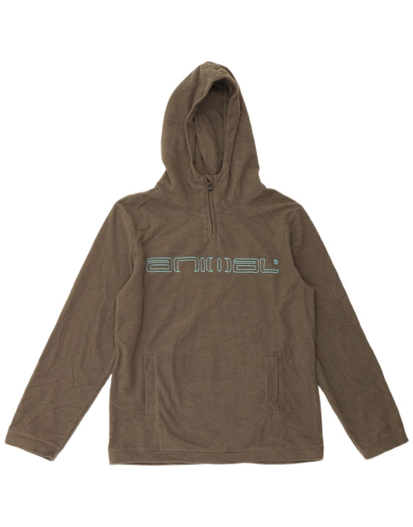 Animal Herre Fleece hættetrøje med lynlås-hals Medium Khaki Polyester