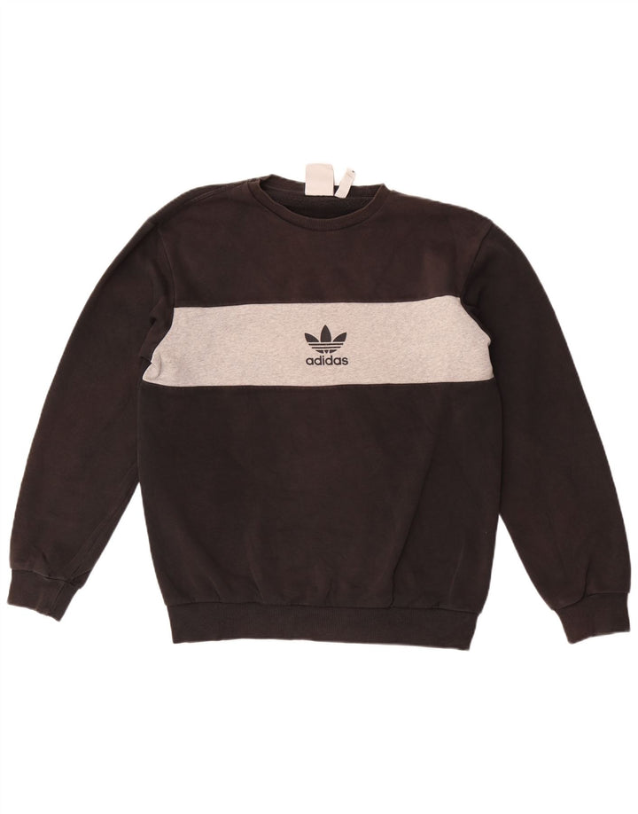 Adidas Graphic Sweatshirt Jumper Small Black Colourblock Bomuld