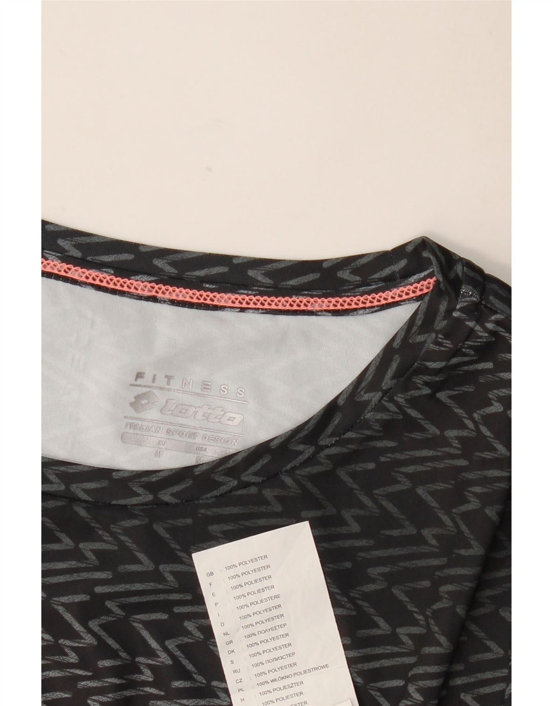 Lotto Dame T-Shirt Top UK 12 Medium Sort Chevron Polyester