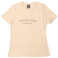 Think Pink Dame Grafisk T-Shirt Top UK 12 Medium Off White Bomuld