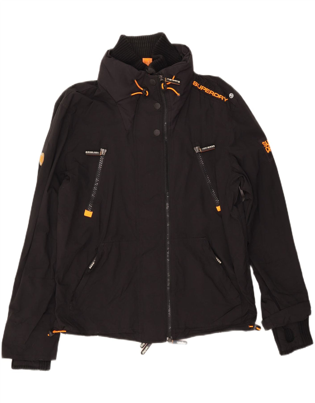 SUPERDRY Dame Windbreaker Jacket UK 16 Stor Sort Nylon