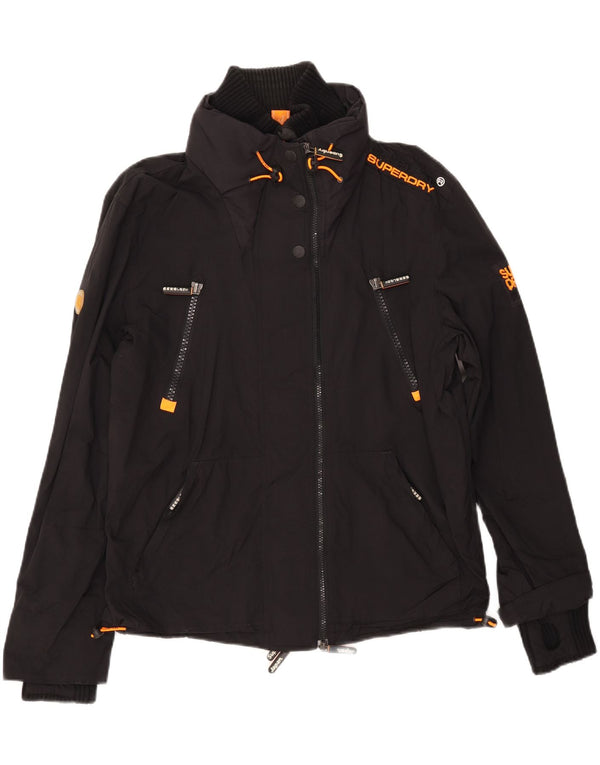 SUPERDRY Dame Windbreaker Jacket UK 16 Stor Sort Nylon