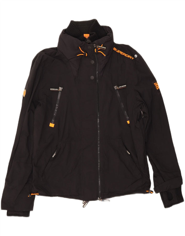 SUPERDRY Dame Windbreaker Jacket UK 16 Stor Sort Nylon