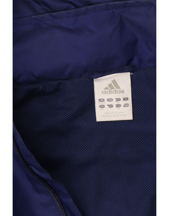 ADIDAS Mens Hooded Rain Jacket UK 42/44 Large Blue Nylon Vintage Adidas and Second-Hand Adidas from Messina Hembry 