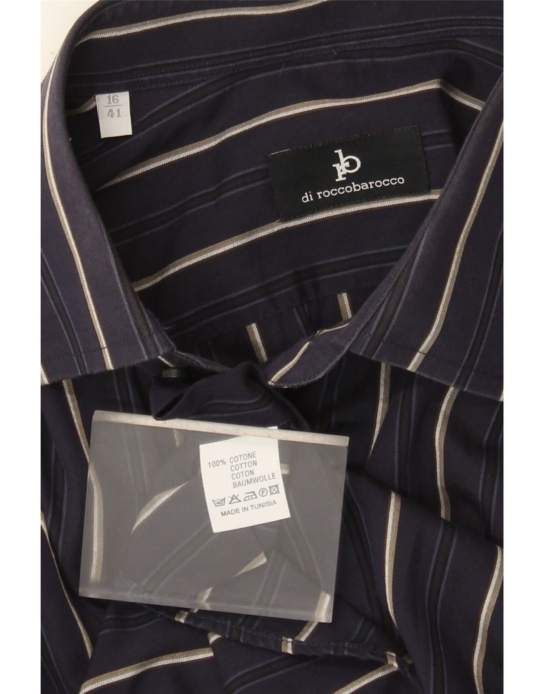 Roccobarocco herreskjorte str. 41 16 Stor marineblå stribet bomuld
