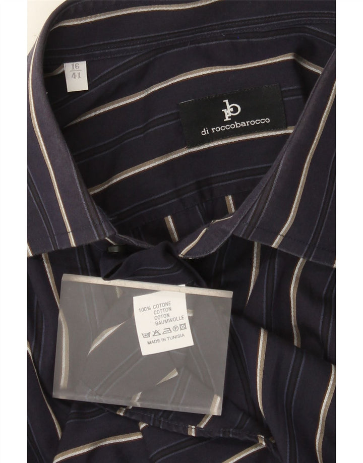 Roccobarocco herreskjorte str. 41 16 Stor marineblå stribet bomuld