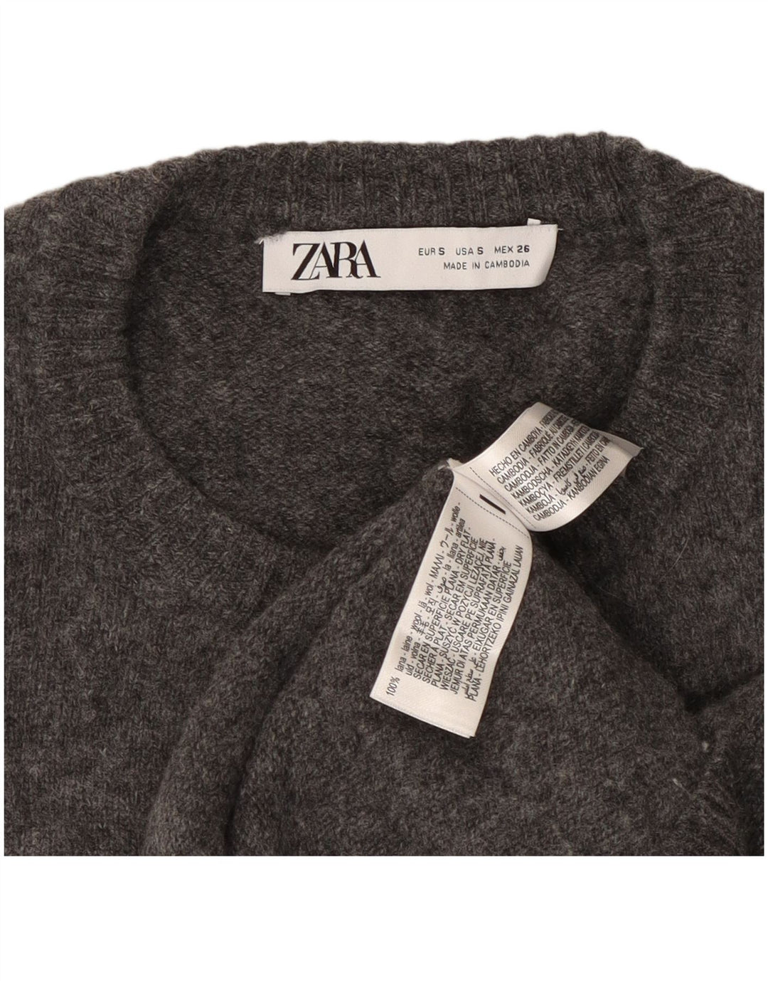 Zara Dame Cardigan Sweater UK 10 Lille Grå Uld