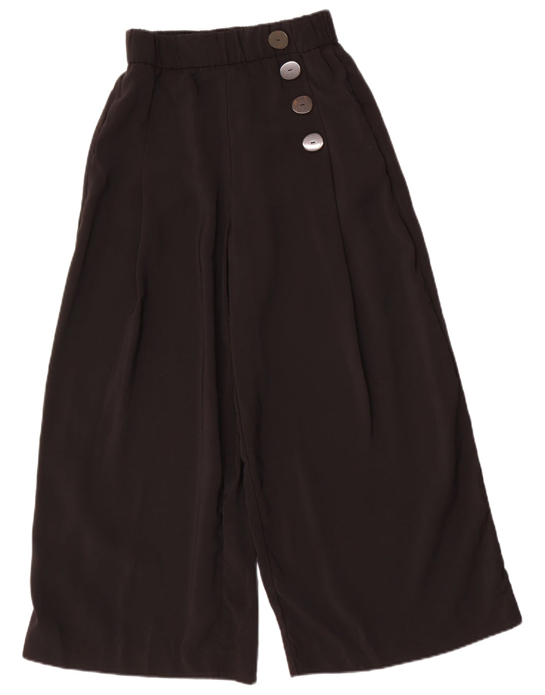 Zara Womens Wide Leg Cropped Trousers Medium W30 L24 Sort Polyester