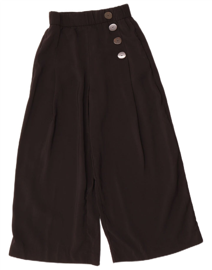 Zara Womens Wide Leg Cropped Trousers Medium W30 L24 Sort Polyester
