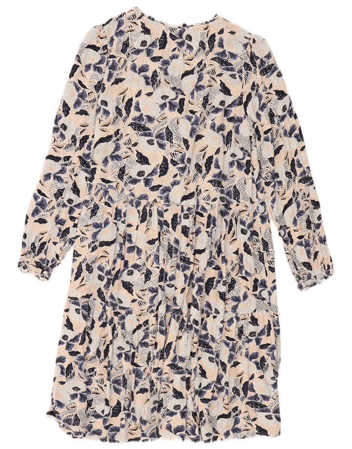 Fedt ansigt Dame Langærmet Tiered Kjole UK 14 Medium Multicolored Floral
