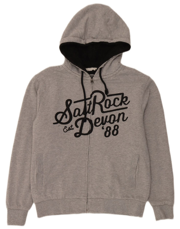 Saltrock Herre Devon Graphic Sherpa Hættetrøje Sweater med lynlås Medium Grå Retro