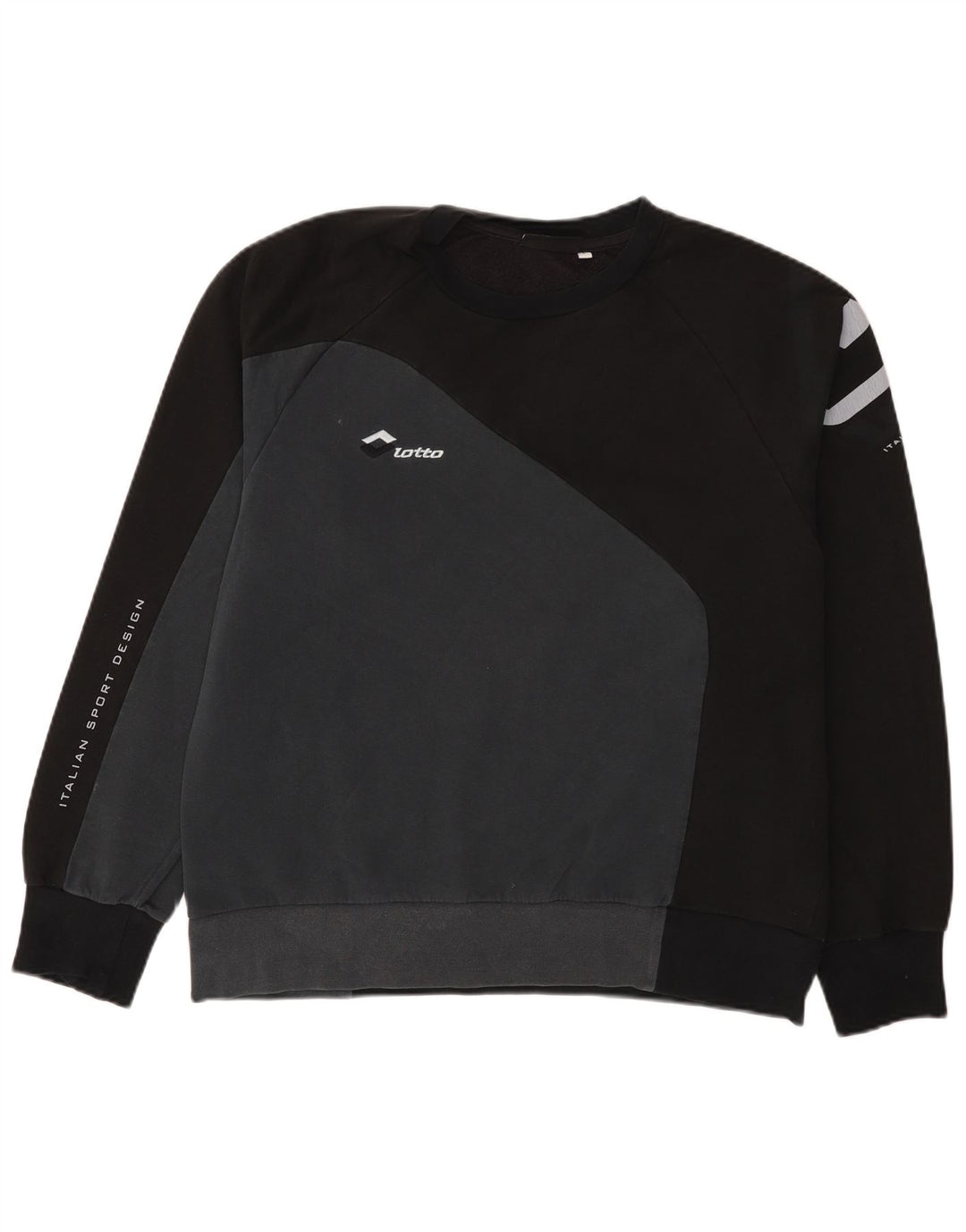 Lotto Herre Grafisk Sweatshirt Jumper Stor Sort Colourblock Bomuld