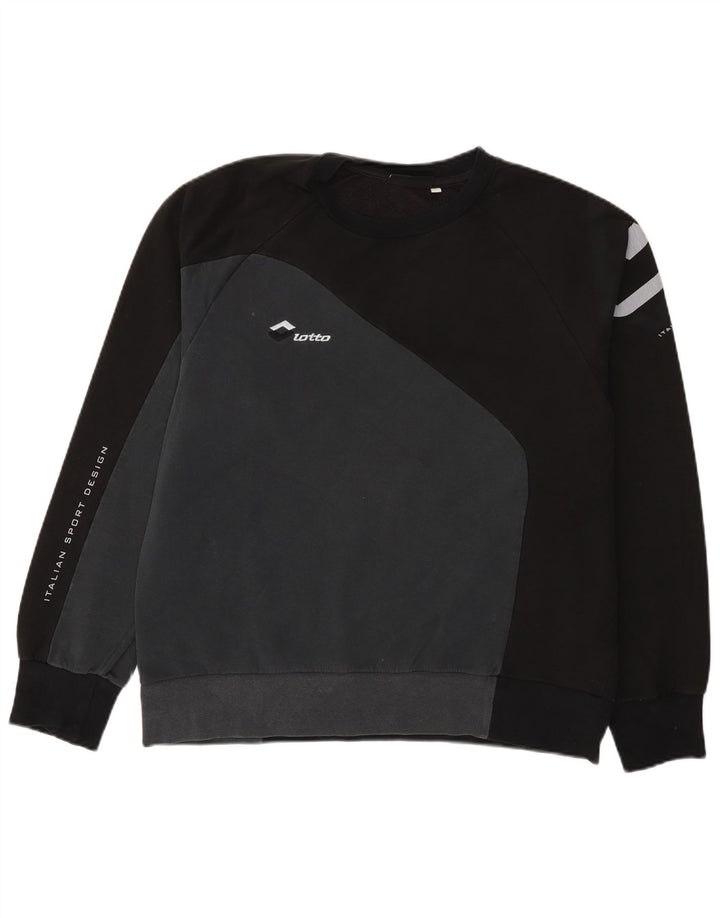 Lotto Herre Grafisk Sweatshirt Jumper Stor Sort Colourblock Bomuld