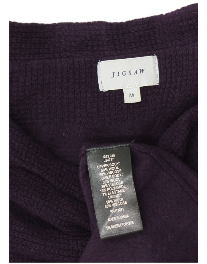 JIGSAW Dame 3/4-ærmet Jumper Dress UK 14 Medium Lilla Uld