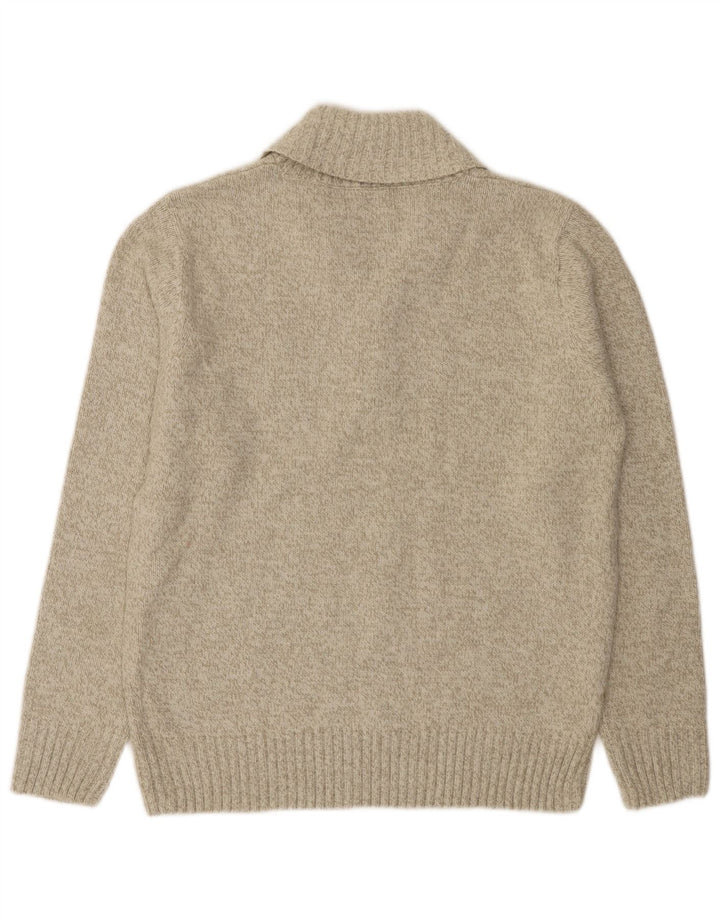Marks & Spencer Herre Shawl Neck Jumper Sweater Medium Green Flecked Acryl