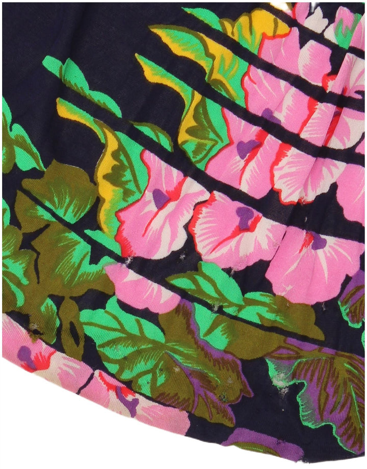 VINTAGE Dame Højtalje Maxi Nederdel IT 40 Small W24 Navy Blue Floral