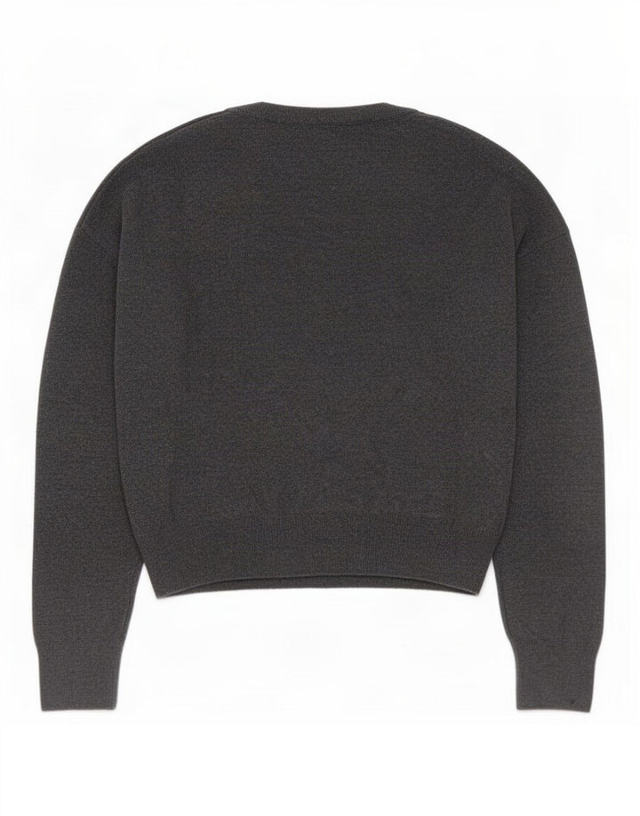 Zara Dame Oversized V-hals sweater UK 10 Lille grå polyamid