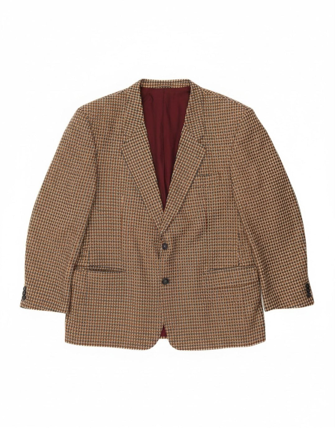 Luigi Botto Herre 2-knaps blazerjakke UK 40 Large Beige Houndstooth Uld