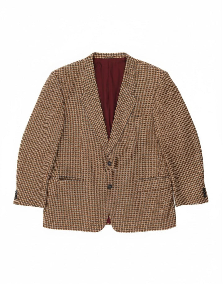 Luigi Botto Herre 2-knaps blazerjakke UK 40 Large Beige Houndstooth Uld