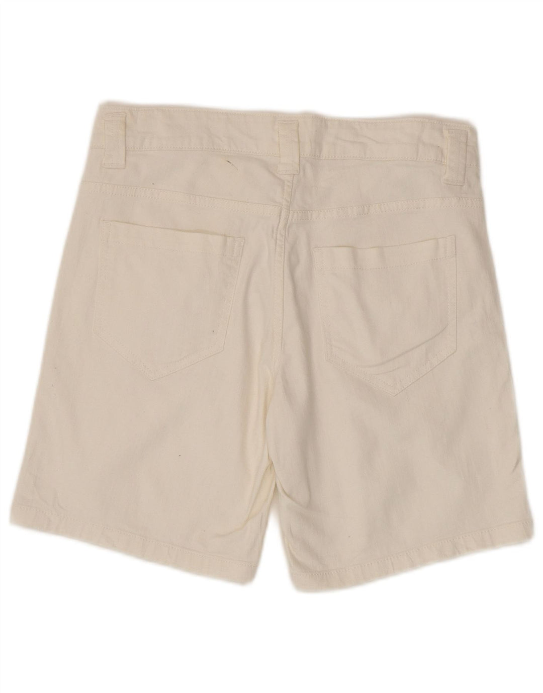 Benetton Dame denim Shorts UK 8 Small W30 White Bomuld