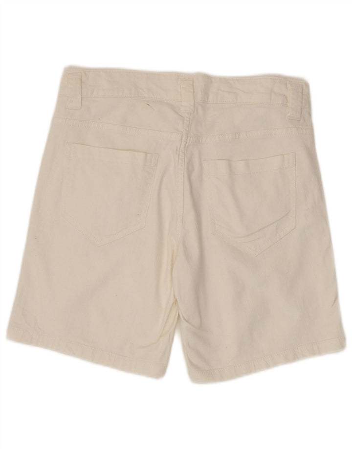 Benetton Dame denim Shorts UK 8 Small W30 White Bomuld