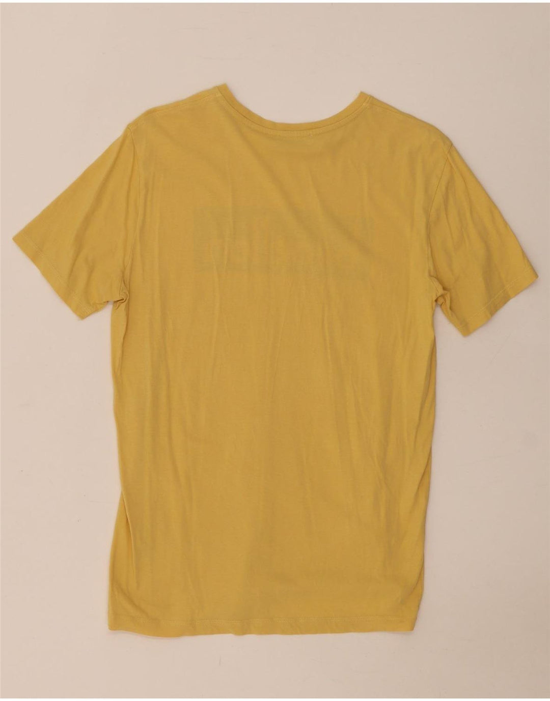 Benetton Herre grafisk T-shirt Top Medium Gul Bomuld