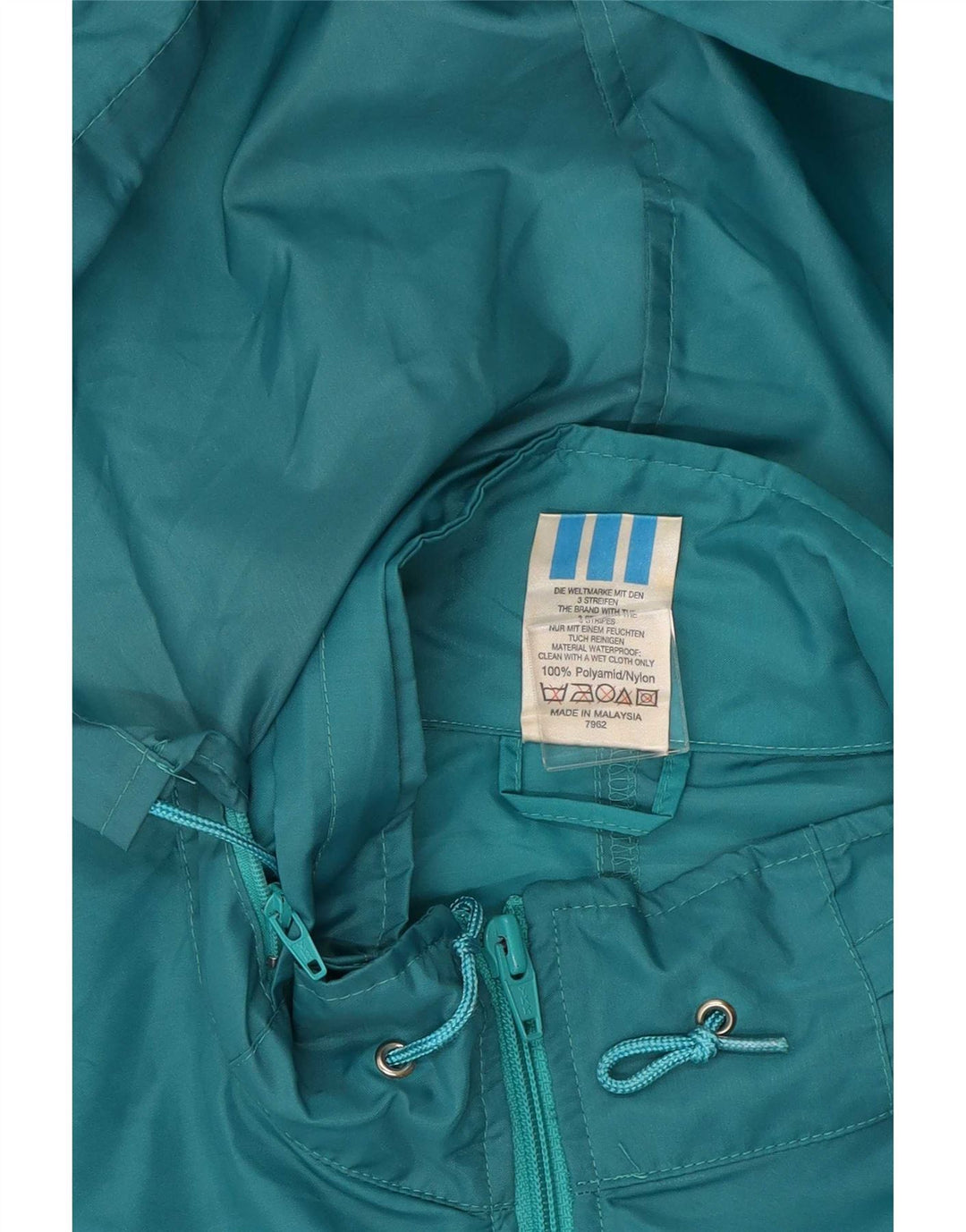 Adidas Regnjakke med hætte til mænd UK 38/40 Medium Turkis Colourblock