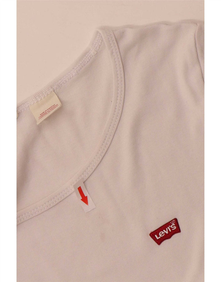 Levi's Dame T-Shirt Top UK 14 Stor Hvid Bomuld
