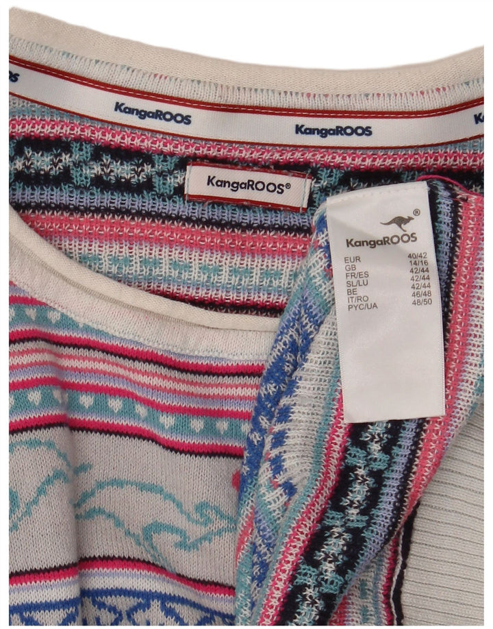Kænguruer Dame Boat Neck Jumper Sweater UK 14/16 Stor Flerfarvet