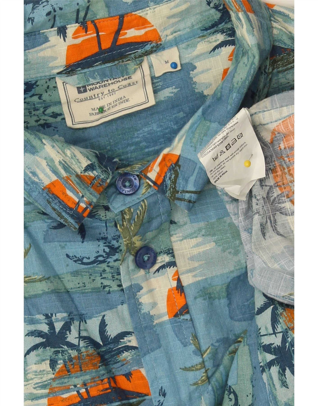 Mountain Warehouse Herre abstrakt mønster skjorte Medium Blue Hawaiian