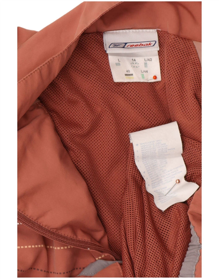 REEBOK Womens Rain Jacket UK 14 Large Brown Polyester