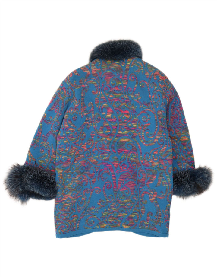 STIZZOLI Damestrik Dobbeltradet Frakke UK 20 2XL Blå Paisley