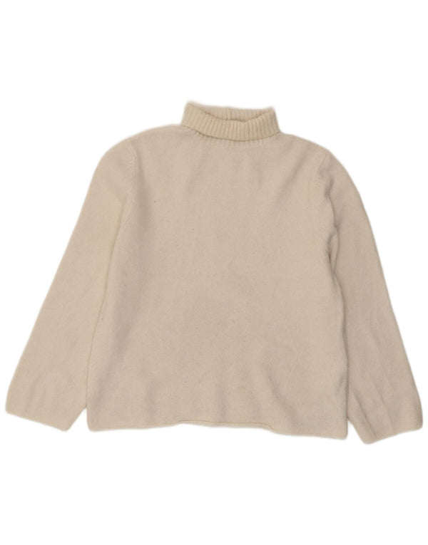 Zara Dame Oversized Roll Neck Jumper Sweater UK 10 Small White Acryl