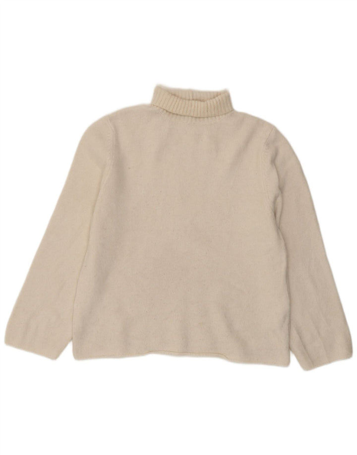 Zara Dame Oversized Roll Neck Jumper Sweater UK 10 Small White Acryl