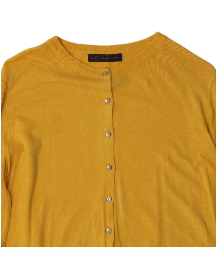 Marks & Spencer Dame Cardigan Sweater UK 14 Medium Yellow Viscose