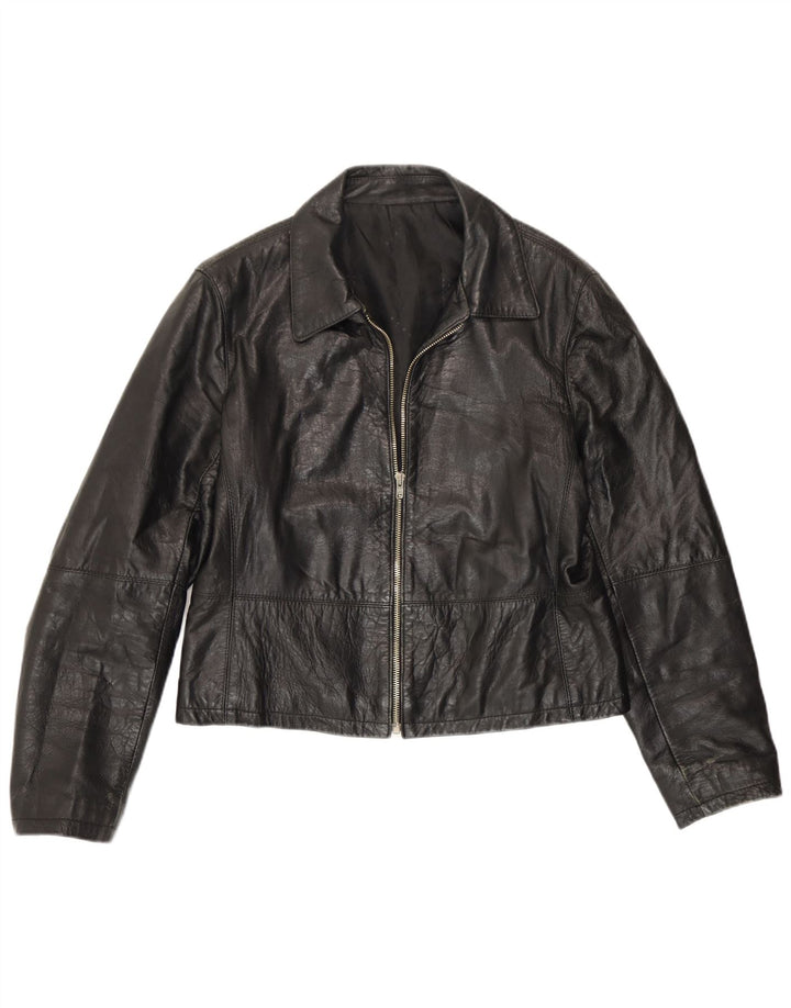 Vintage dame læderjakke IT 48 XL Sort